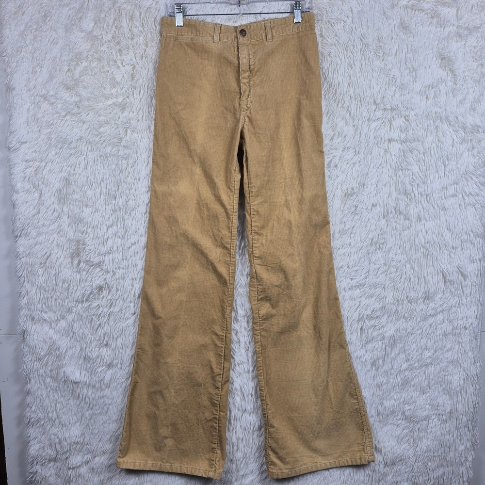 VTG Chemin De Fer Tan Corduroy Bell Bottom Flare Pants High Rise 32XL Festival